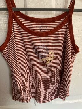 Hand Embroidered Loft Vintage Soft Tank L with Scorpion and Spiral